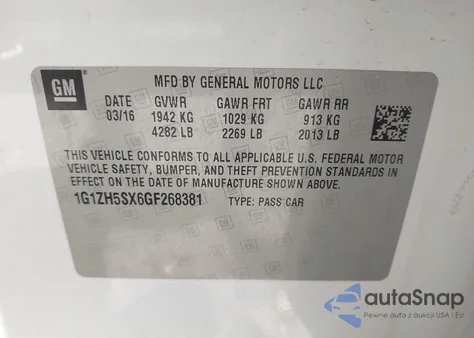 2016 Chevrolet Malibu Premier из США, поврежденный, VIN 1G1ZH5SX6GF268381